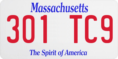 MA license plate 301TC9