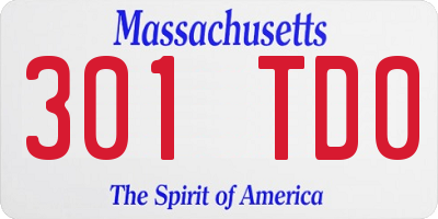 MA license plate 301TD0
