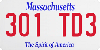 MA license plate 301TD3