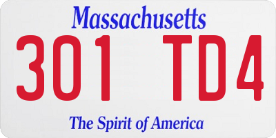 MA license plate 301TD4