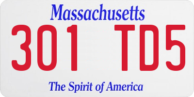MA license plate 301TD5