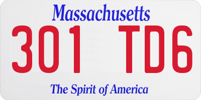 MA license plate 301TD6