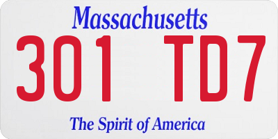 MA license plate 301TD7