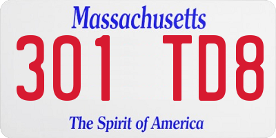 MA license plate 301TD8