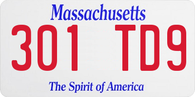 MA license plate 301TD9