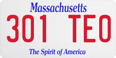 MA license plate 301TE0
