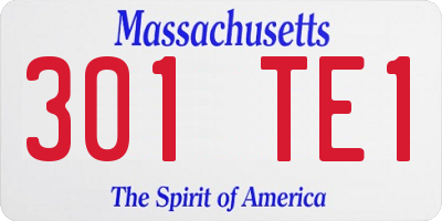MA license plate 301TE1