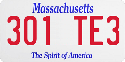 MA license plate 301TE3