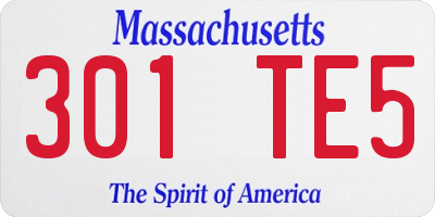 MA license plate 301TE5