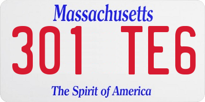 MA license plate 301TE6