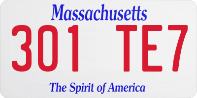 MA license plate 301TE7