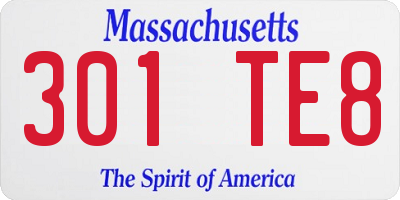 MA license plate 301TE8