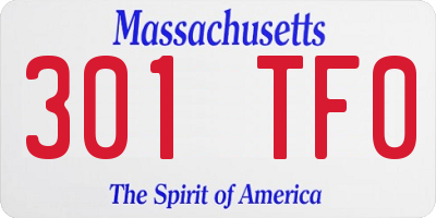 MA license plate 301TF0