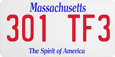 MA license plate 301TF3