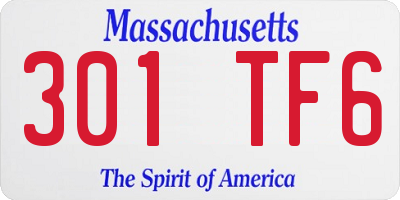 MA license plate 301TF6