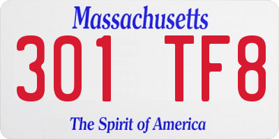MA license plate 301TF8