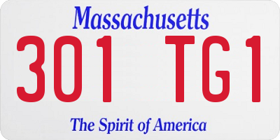 MA license plate 301TG1