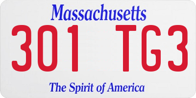 MA license plate 301TG3