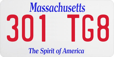 MA license plate 301TG8