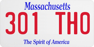 MA license plate 301TH0
