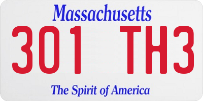MA license plate 301TH3
