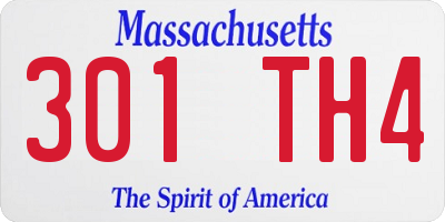 MA license plate 301TH4