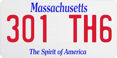 MA license plate 301TH6