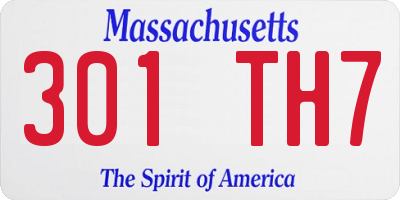 MA license plate 301TH7