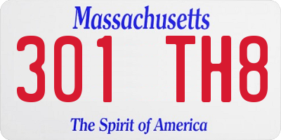 MA license plate 301TH8