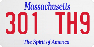 MA license plate 301TH9