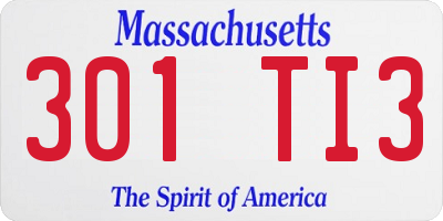MA license plate 301TI3