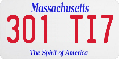 MA license plate 301TI7