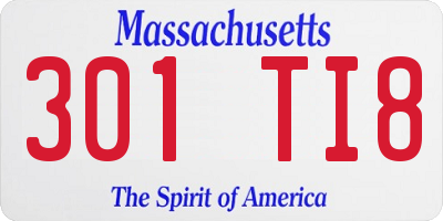 MA license plate 301TI8