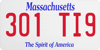 MA license plate 301TI9