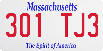 MA license plate 301TJ3