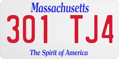 MA license plate 301TJ4