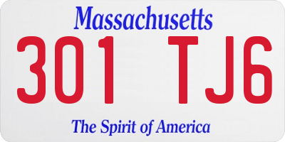 MA license plate 301TJ6