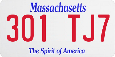 MA license plate 301TJ7