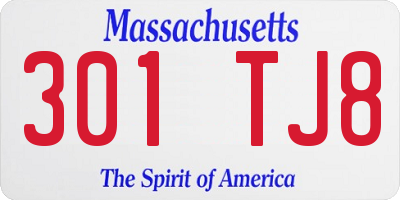 MA license plate 301TJ8