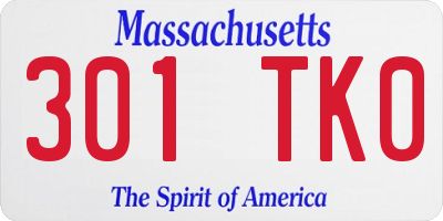 MA license plate 301TK0