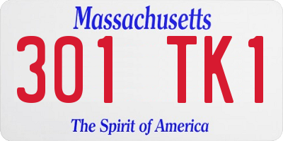MA license plate 301TK1