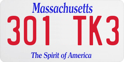 MA license plate 301TK3