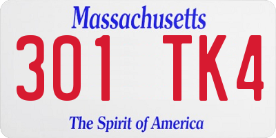MA license plate 301TK4