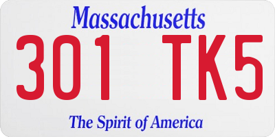 MA license plate 301TK5