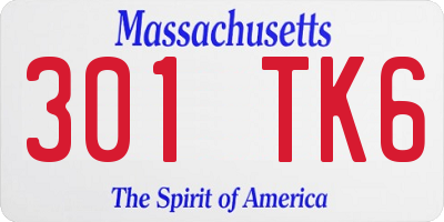 MA license plate 301TK6