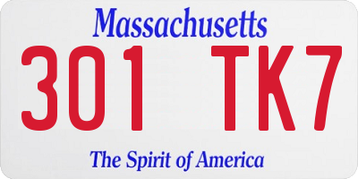 MA license plate 301TK7