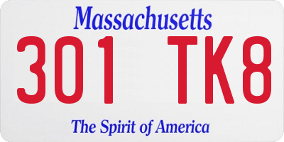 MA license plate 301TK8