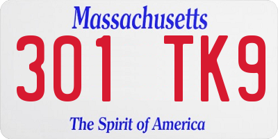 MA license plate 301TK9