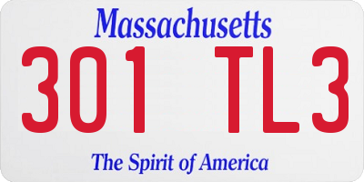 MA license plate 301TL3