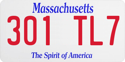 MA license plate 301TL7